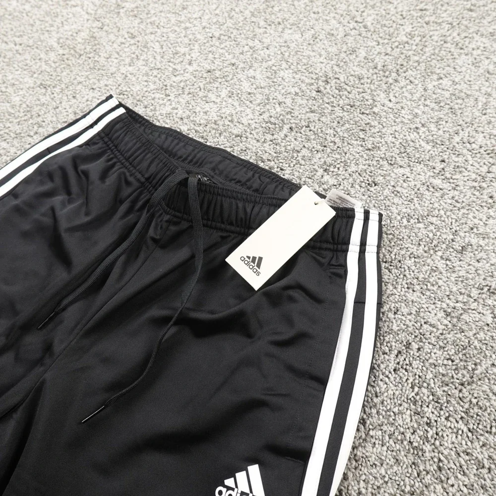 NEW Adidas Pants Mens M Black Track Warm Up Drawstring Jogger Sweatpants Run Gym